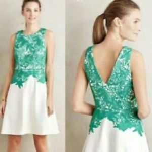 Moulinette Soeurs Embellished Fit Flare White Cocktail Mini Sleeveless Dress
